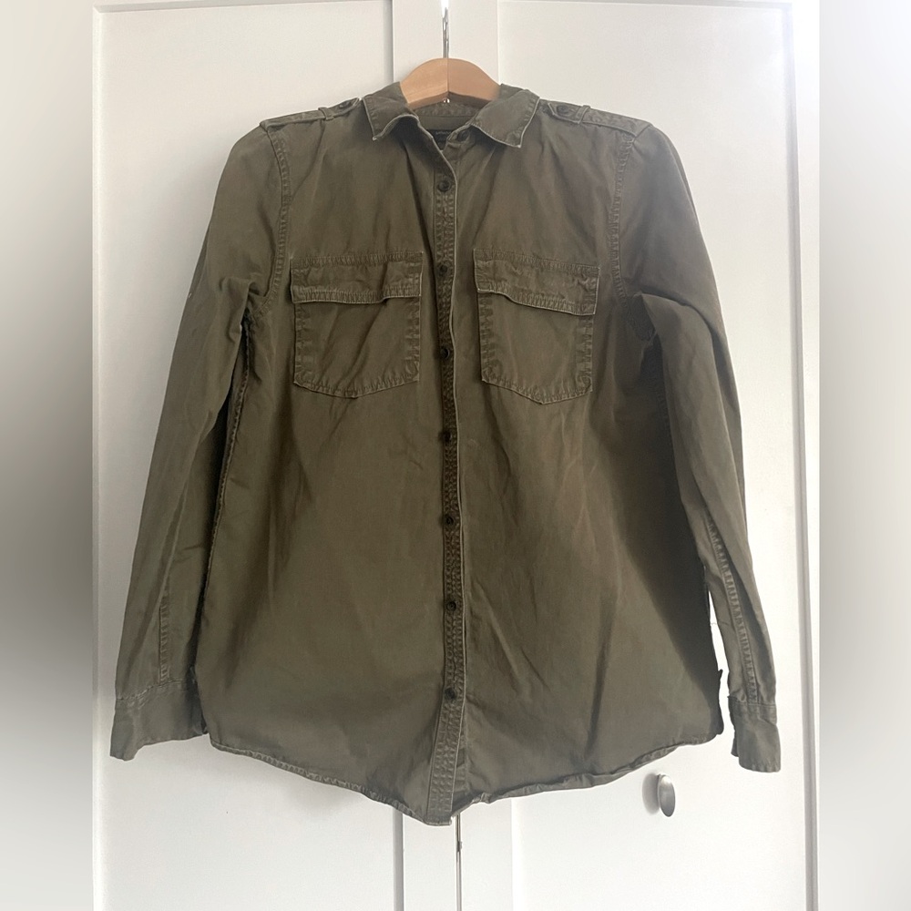 Banana Republic olive green denim shirt, size small